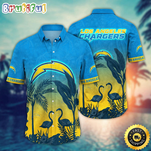 NFL Los Angeles Chargers Hawaii Shirt Flamingo And Flower Funny Aloha Shirt