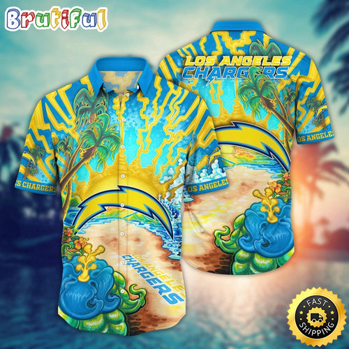 NFL Los Angeles Chargers Hawaiian Shirt Flower Hawaii Shirt For Football Fans