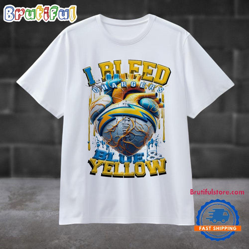 NFL Los Angeles Chargers I Bleed Blue Yellow Football Sporty T Shirt