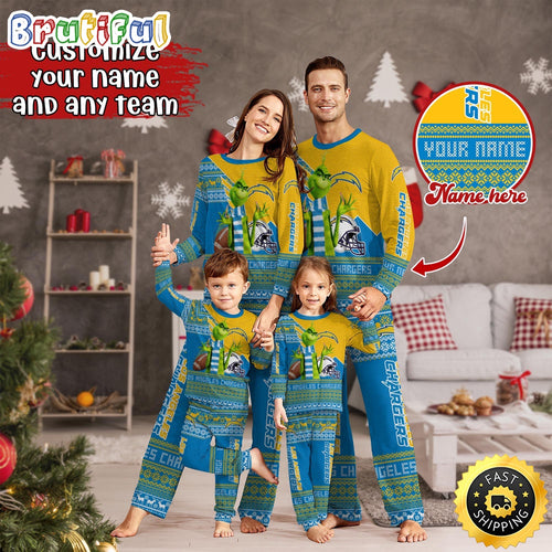 NFL Los Angeles Chargers Pajamas Christmas Sports For Family Custom Name Pajamas