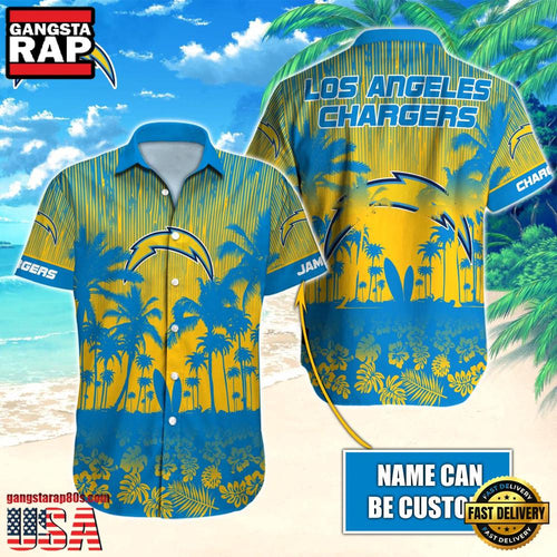 NFL Los Angeles Chargers Vintage Style Custom Name Aloha Hawaiian Shirt