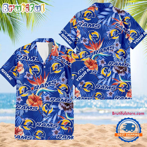 NFL Los Angeles Rams Football Team Flower Summer Design Hawaiian Button Shirt