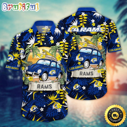 NFL Los Angeles Rams Hawaii Shirt Car Plam Tree Aloha Shirt