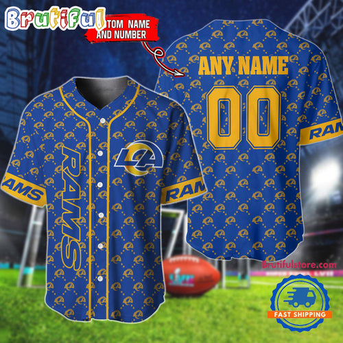 NFL Los Angeles Rams Logo Team Hologram Pattern Design Baseball Jersey