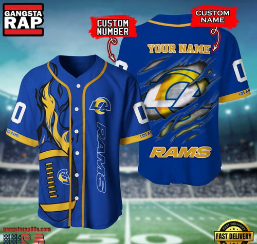 NFL Los Angeles Rams Team Logo Litmited Edition Baseball Jersey Shirt