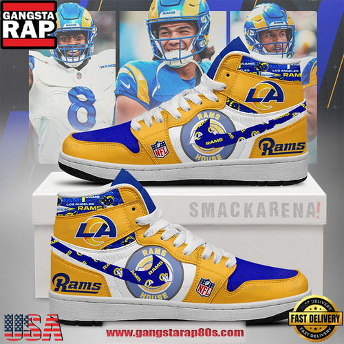 NFL Los Angeles Rams Trending Football Sneakers Nike Air Jordan 1 Shoes
