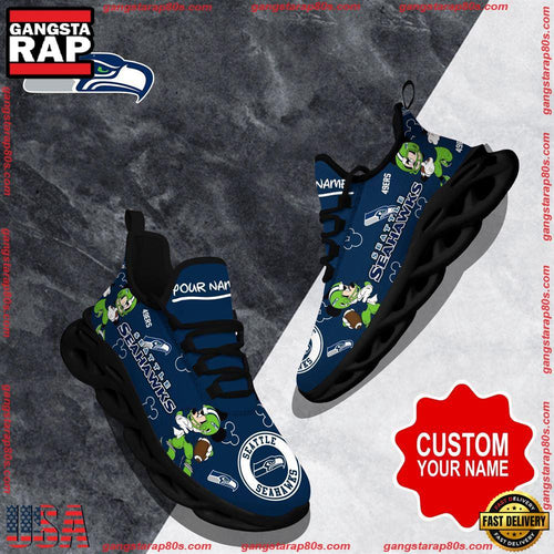 NFL Custom Name Seattle Seahawks Christmas Max Soul Shoes Running Sneakers