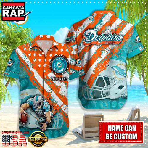NFL Miami Dolphins American Flag custom Hawaiian Shirts For Men Women