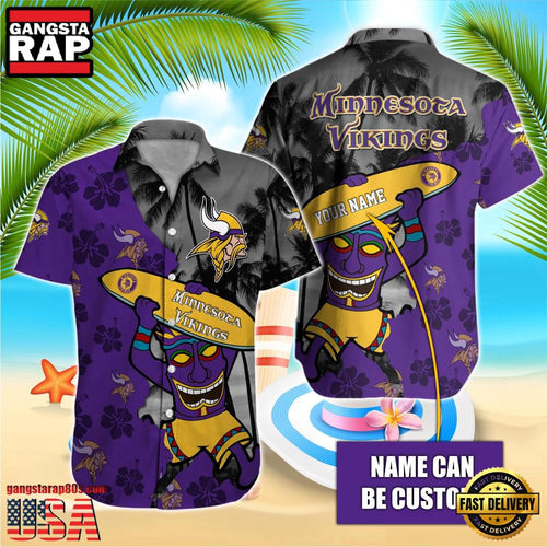 NFL Minnesota Vikings Retro Custom Name Aloha Hawaiian Shirts