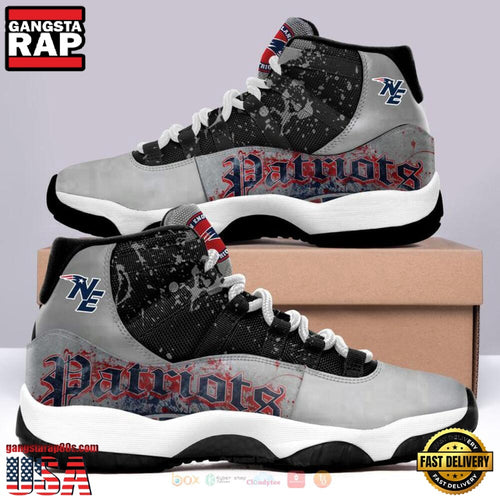 NFL New England Patriots Black Grey Unique Design Air Jordan 11 Shoes