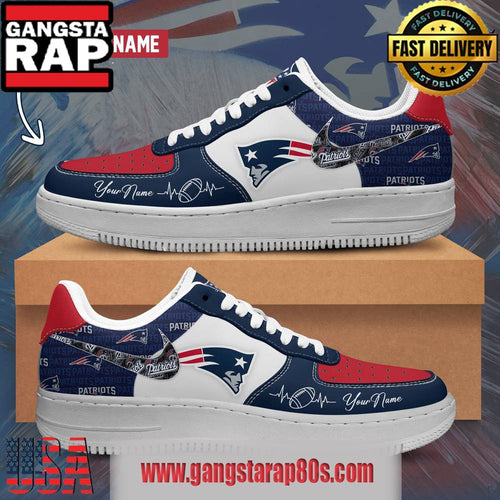 NFL New England Patriots Custom Name Air Force 1 Running Sneakers Shoes