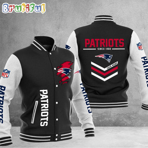 NFL New England Patriots Football Team Personalized Varsity Baseball Jacket