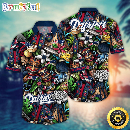 NFL New England Patriots Hawaii Shirt Flower Tiki Me Off Aloha Shirt