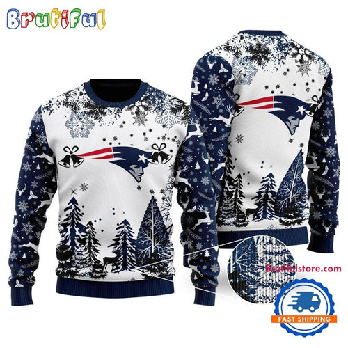 NFL New England Patriots Logo Football Team Special Xmas Tree Christmas Ugly Sweater