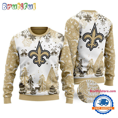 NFL New Orleans Saints Logo Football Team Special Xmas Tree Christmas Ugly Sweater