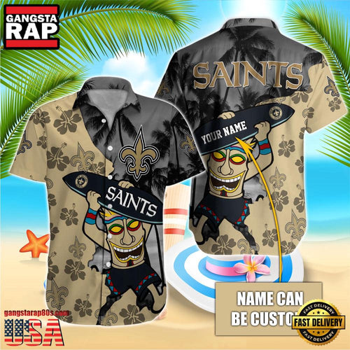 NFL New Orleans Saints Retro Custom Name Aloha Hawaiian Shirts