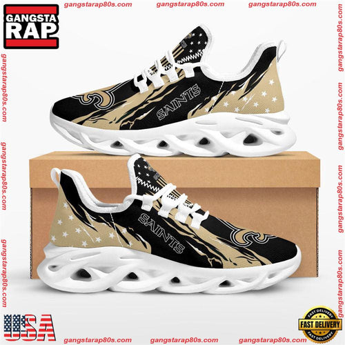 NFL New Orleans Saints Stars and Stripes Max Soul Shoes Running Sneakers Running Sneakers