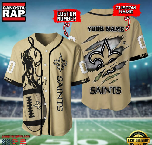 NFL New Orleans Saints Team Logo Litmited Edition Baseball Jersey Shirt