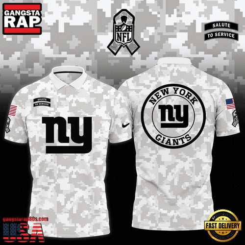 NFL New York Giants Camo 2025 Salute to Service Polo Shirt