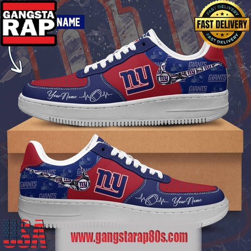 NFL New York Giants Custom Name Air Force 1 Running Sneakers Shoes