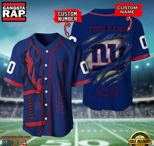 NFL New York Giants Team Logo Litmited Edition Baseball Jersey Shirt