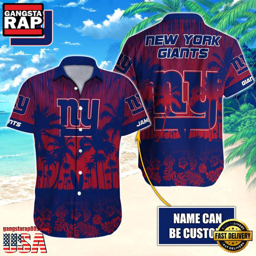 NFL New York Giants Vintage Style Custom Name Aloha Hawaiian Shirt