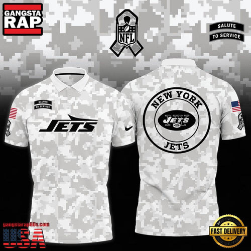 NFL New York Jets Camo 2025 Salute to Service Polo Shirt