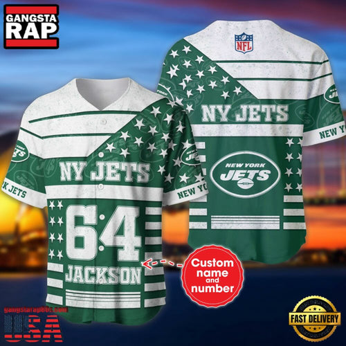 NFL New York Jets Custom Name Number Name Number American Flag Baseball Jersey Shirt