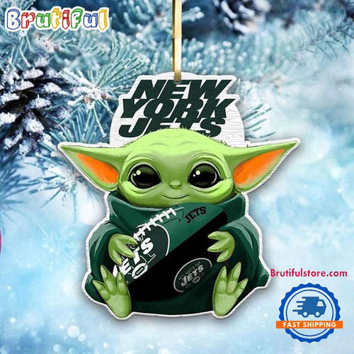 NFL New York Jets Special Baby Yoda Star Wars Movies Christmas Ornament, Football Christmas Tree Ornament