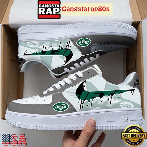 NFL New York Jets Team Logo Unique Air Force 1 Shoes Running Sneakers