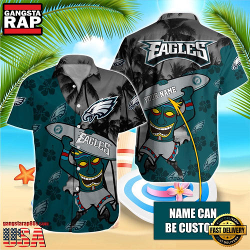 NFL Philadelphia Eagles Retro Custom Name Aloha Hawaiian Shirts