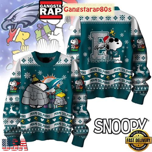 NFL Philadelphia Eagles x Peanuts Snoopy New Design 2025 Ugly Christmas Sweater