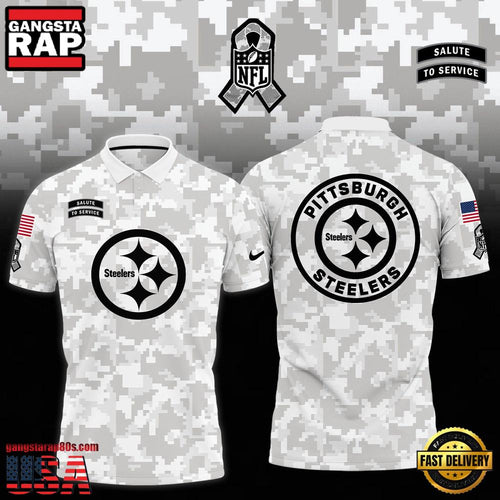 NFL Pittsburgh Steelers Camo 2025 Salute to Service Polo Shirt