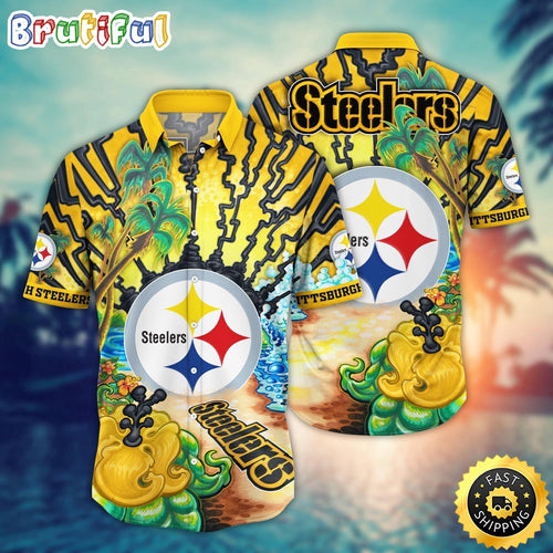 NFL Pittsburgh Steelers Hawaiian Shirt Flower Hawaii Shirt For Football Fans