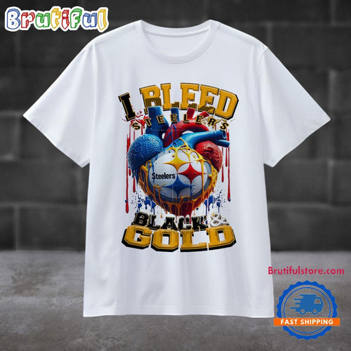 NFL Pittsburgh Steelers I Bleed Black Gold Football Sporty T Shirt
