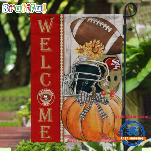 NFL San Francisco 49ers Flower Pumpkin Halloween Football Garden Flag
