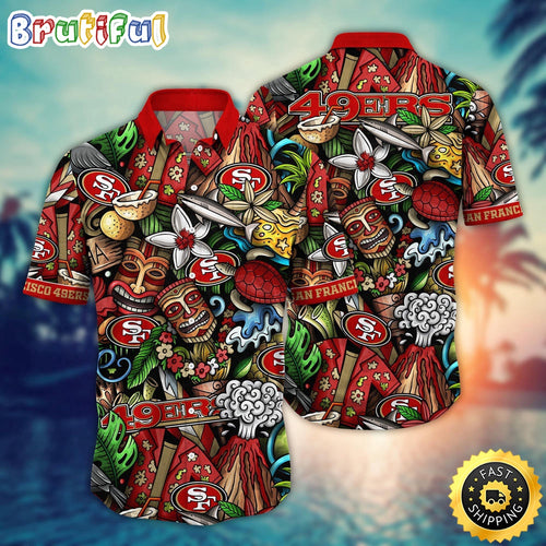 NFL San Francisco 49ers Hawaii Shirt Flower Tiki Me Off Aloha Shirt
