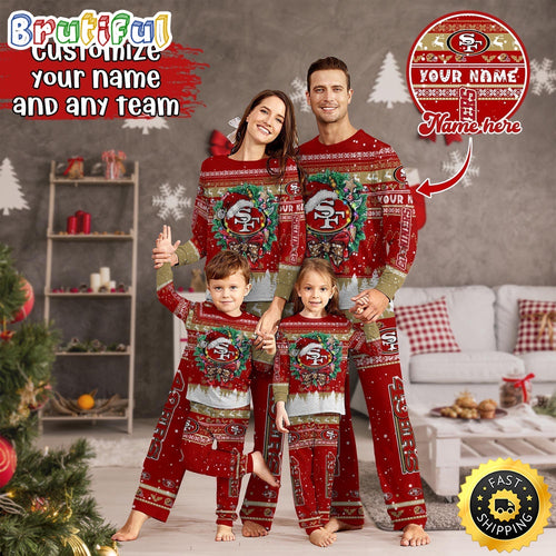 NFL San Francisco 49ers Pajamas Christmas For Family Custom Name Pajamas