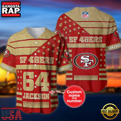 NFL San Francisco 49ers Custom Name Number Name Number American Flag Baseball Jersey Shirt