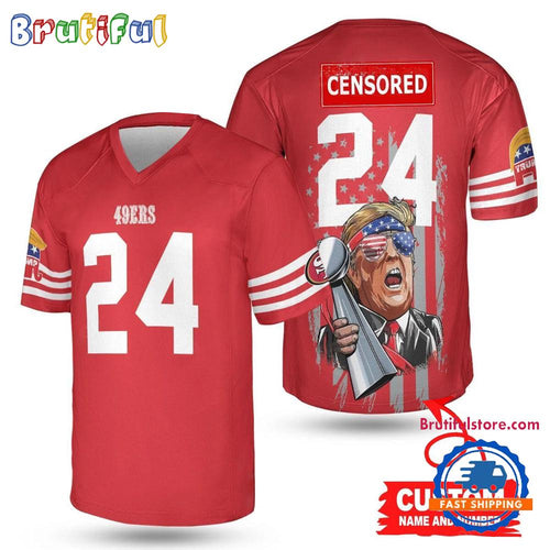 NFL San Francisco 49ers x Donald Trump With Super Bowl Trophy Limited Edition Football Jersey
