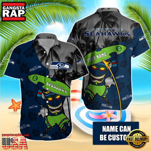 NFL Seattle Seahawks Retro Custom Name Aloha Hawaiian Shirts