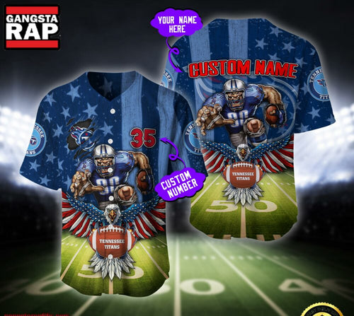 NFL Tennessee Titans Eagle US Flag x Veterans Custom Name Number Baseball Jersey Shirt