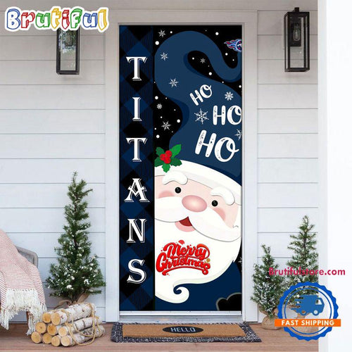NFL Tennessee Titans Santa Claus HoHoHo Football Christmas Door Cover