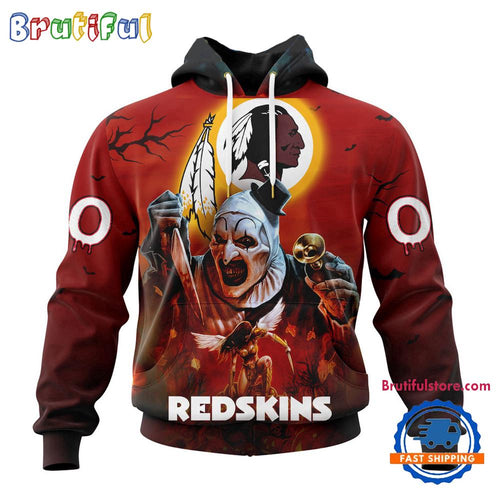 NFL Washington Commanders Horror Terrifier Ghoulish Valak Halloween Football Hoodie