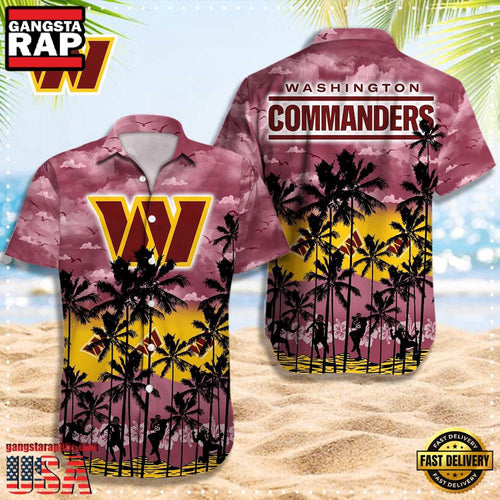 NFL Washington Commanders Logo Team Aloha Hawaiian Shirt