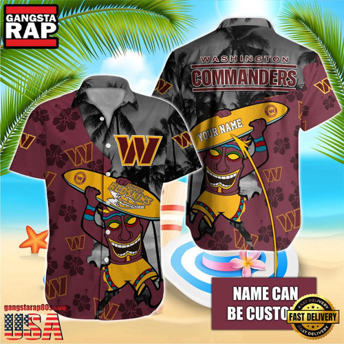 NFL Washington Commanders Retro Custom Name Aloha Hawaiian Shirts