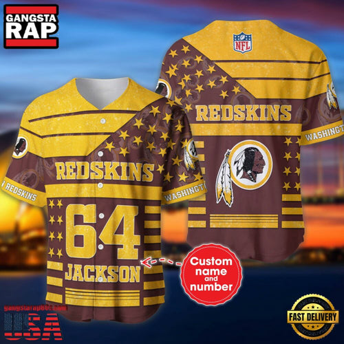 NFL Washington Football Team Custom Name Number Name Number American Flag Baseball Jersey Shirt