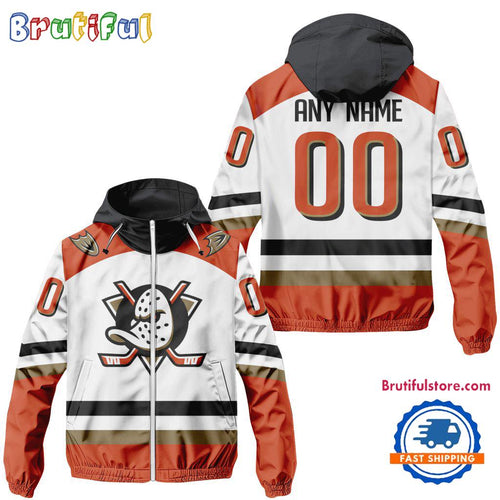 NHL Anaheim Ducks Away Windbreaker Outdoor Jacket, Personalized Hockey Team Jacket Outfits
