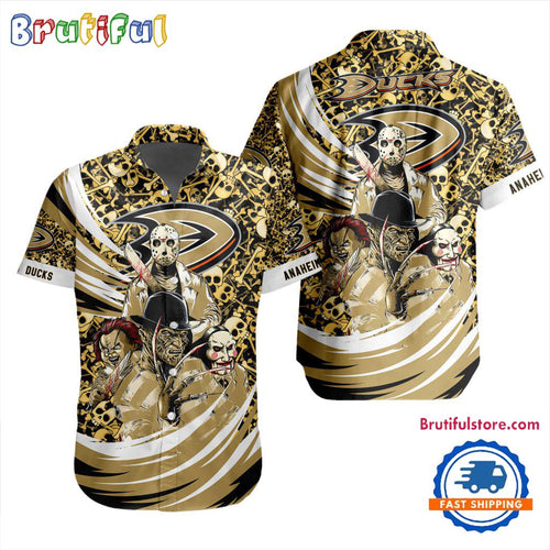 NHL Anaheim Ducks Special Movies Character Halloween Design Hawaiian Button Shirt