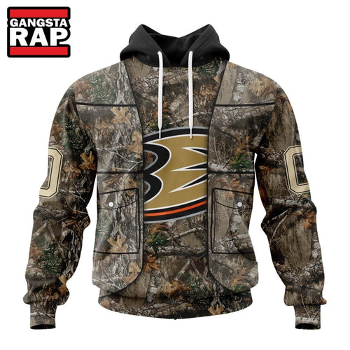 NHL Anaheim Ducks Specialized Unisex Vest Kits With Realtree Camo Hoodie, T Shirt